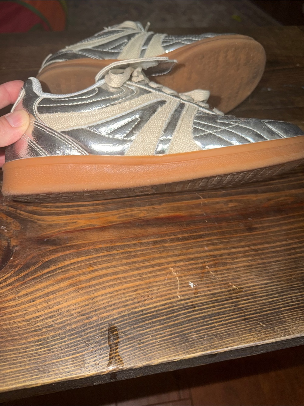 Amazon Metallic Silver Sneakers with Gum Soles - Picture 4 of 4